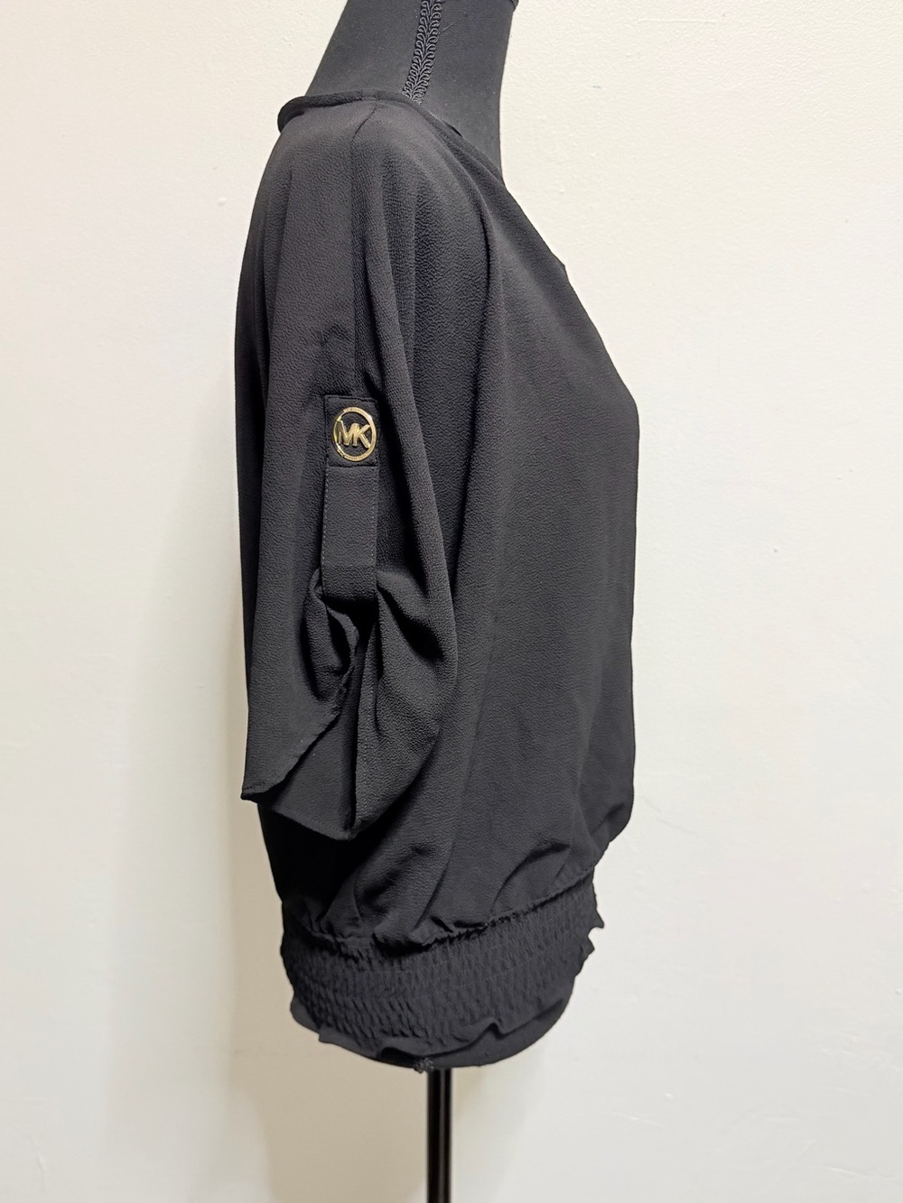 Michael Kors Black Gold-Accent Dolman Sleeve Top medium